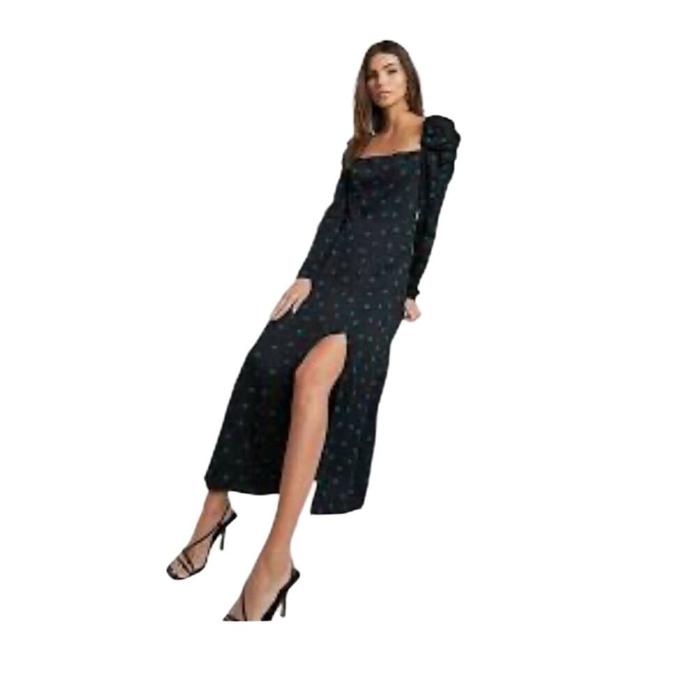 & OTHER STORIES Black fitted polka dot dress Long Sleeve Midi Size 8 - Picture 6 of 12
